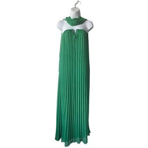Lulus Lael Green Pleated Strapless Dress & Scarf Size Small